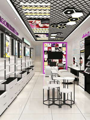 0326-3-1 Cosmetics Display Cabinet Beauty Salon Makeup Skincare Products Shelves Back Cabinets Central Island showcase Store Design