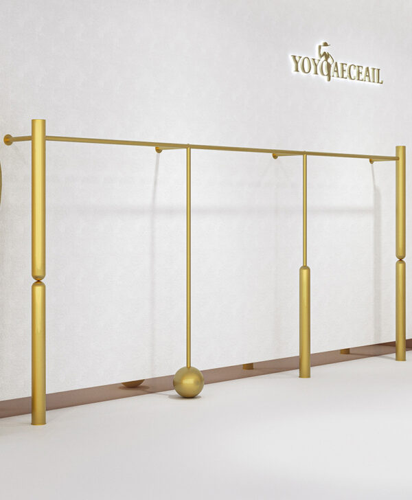 Women's Clothing Store Display Shelves Creative Wall Mounted Golden Clothes Display Racks Clothing Store Hangers Display Stand