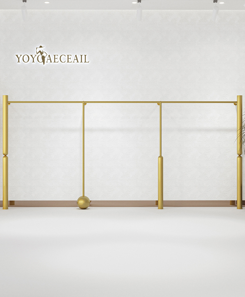 0326-4-7 Women's Clothing Store Display Shelves Creative Wall Mounted Golden Clothes Display Racks Clothing Store Hangers Display Stand