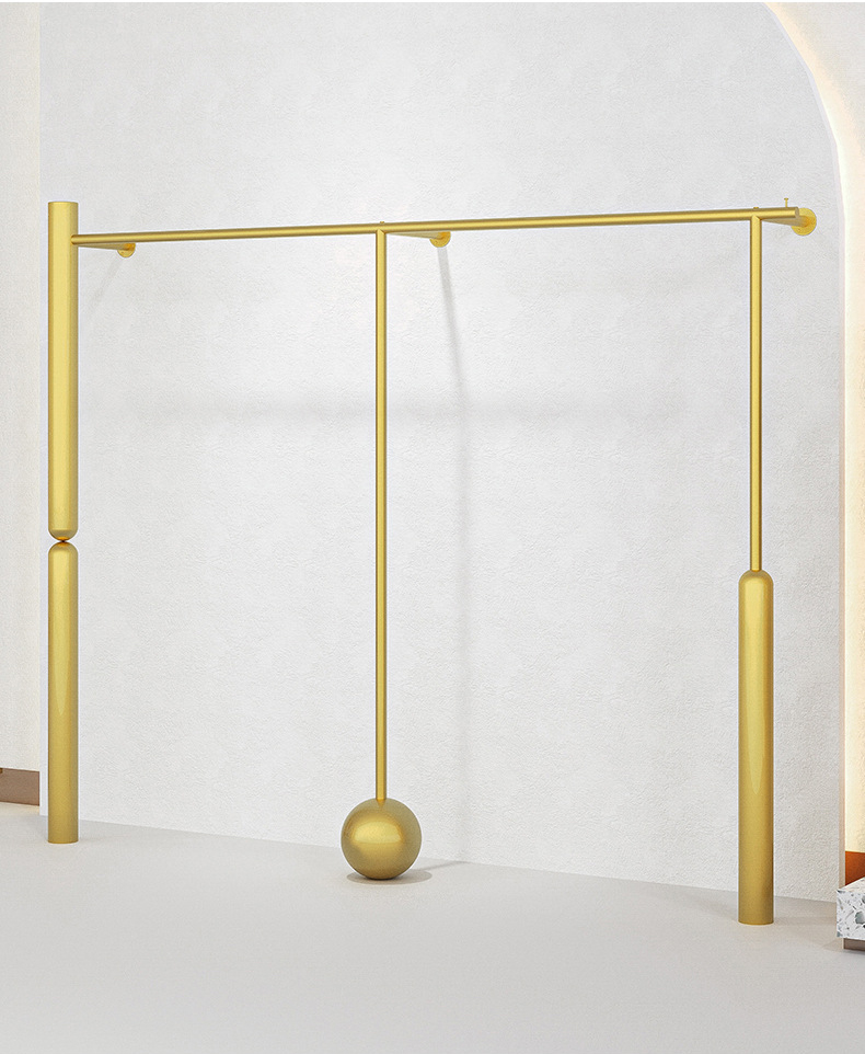 0326-4-8 Women's Clothing Store Display Shelves Creative Wall Mounted Golden Clothes Display Racks Clothing Store Hangers Display Stand
