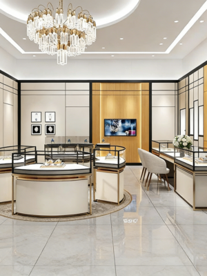 0328-2-1 Jewelry Store Design Jewelry Glass Display Cabinets Jewelry Counters Gold Display showcase Customized Jewelry Cabinets