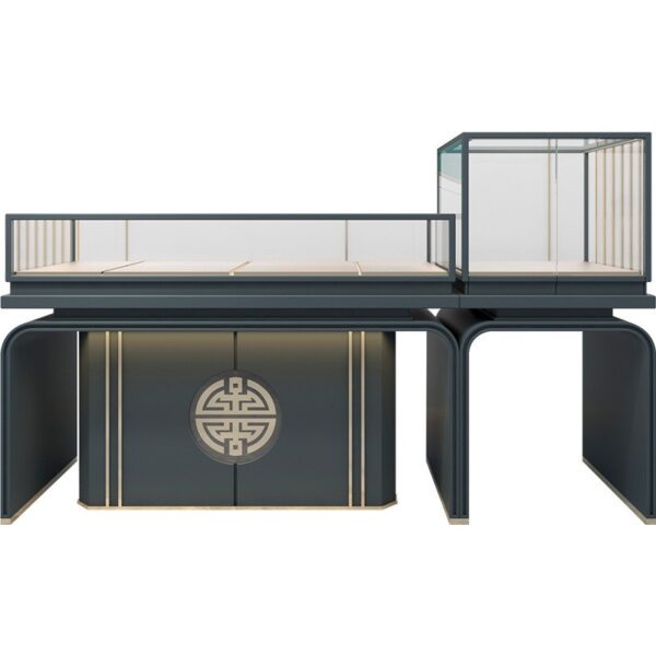 0328-3-4 High Quality Multi-Layer Rectangular Jewelry Display Cabinets Customizable Jewelry Counter Gold Display Stand Container Showcase