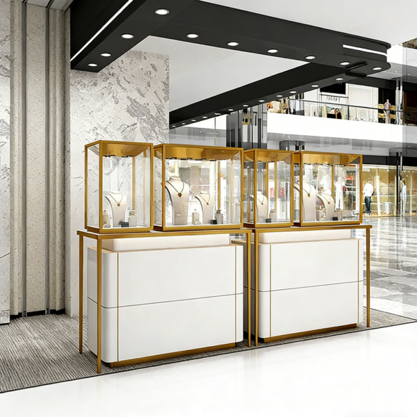 Factory Direct Jewelry Display Cabinet Customized Cabinet Showcase with Gold Finish Jewelry Whole Store Design