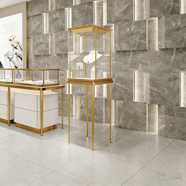 Factory Direct Jewelry Display Cabinet Customized Cabinet Showcase with Gold Finish Jewelry Whole Store Design