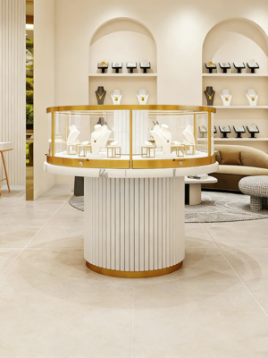 0328-5-4 Factory Direct Jewelry Display Cabinet Customized Cabinet Showcase with Gold Finish Jewelry Whole Store Design