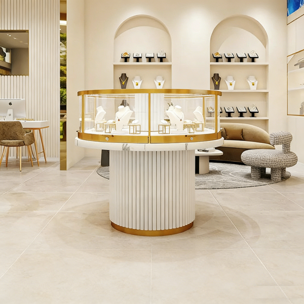 Factory Direct Jewelry Display Cabinet Customized Cabinet Showcase with Gold Finish Jewelry Whole Store Design
