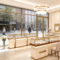 Customized Display Fixtures for Shopping Mall Entire Store Illuminated Display Cabinets Gold Jewelry Central Island Showcase