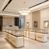 Customized Display Fixtures for Shopping Mall Entire Store Illuminated Display Cabinets Gold Jewelry Central Island Showcase