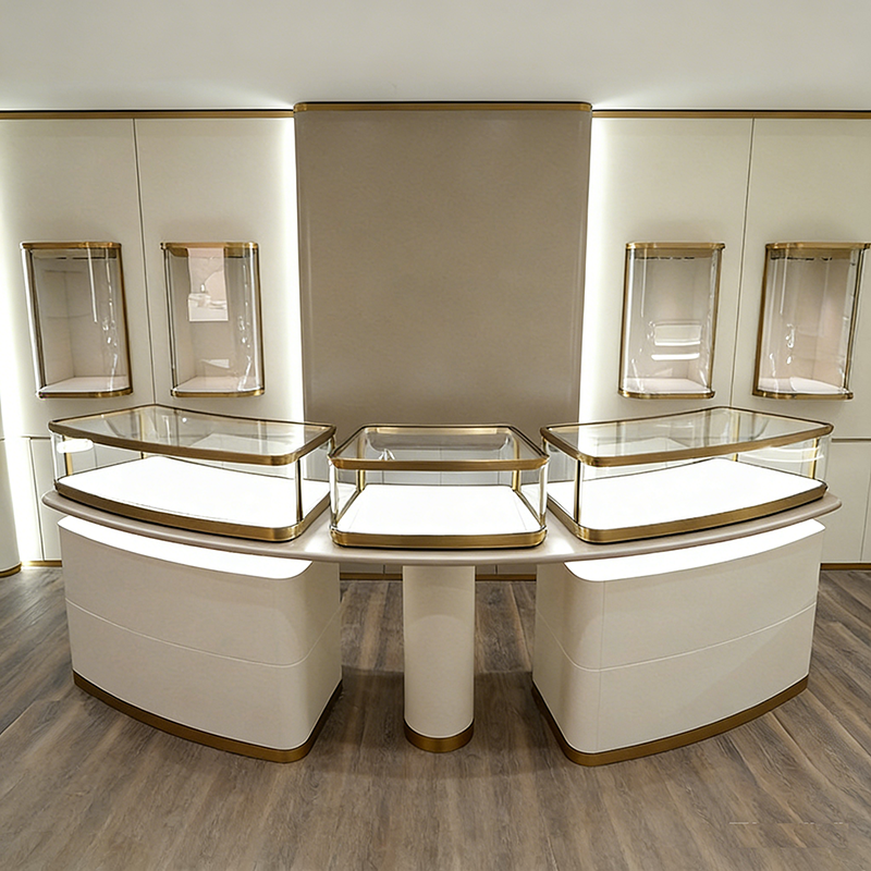 Store Design High-end Jewelry Display Cabinet Modern Light Luxury Style Custom Specialized Cabinet Showcase for Jewelry Store