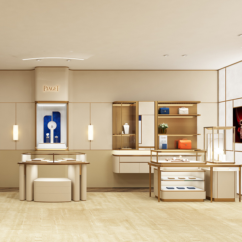 Store Design High-end Jewelry Display Cabinet Modern Light Luxury Style Custom Specialized Cabinet Showcase for Jewelry Store