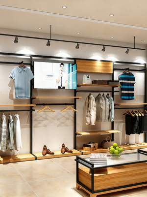 Customized Men's Clothing Store Hanging Display Rack Clothes Hanger Display Shelf Display Stand Shopping Mall Commercial Use