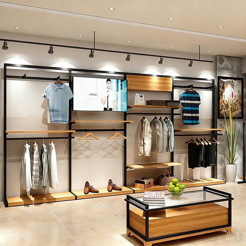 0402-4-1 Customized Men's Clothing Store Hanging Display Rack Clothes Hanger Display Shelf Display Stand Shopping Mall Commercial Use