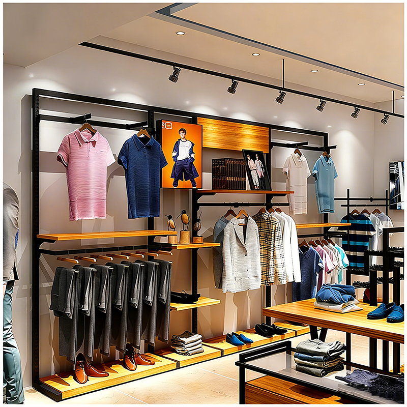 0402-4-10 Customized Men's Clothing Store Hanging Display Rack Clothes Hanger Display Shelf Display Stand Shopping Mall Commercial Use