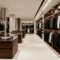 Customization High End Suit Display Cabinet with Light Wooden Baked Paint Suit Men's Clothing Shelf Display Cabinet