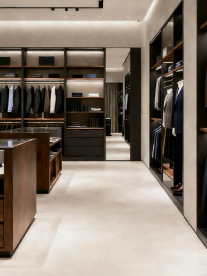 0402-5-4 Customization High End Suit Display Cabinet with Light Wooden Baked Paint Suit Men's Clothing Shelf Display Cabinet