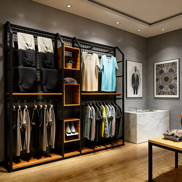 Design Customized Clothing Display Racks Commercial Floor Hangers Racks Display Props Display Cabinets for Clothing Stores