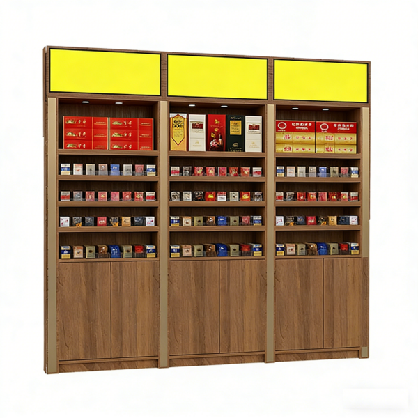 Smoke Wine Display Cabinet Commercial Tobacco and Alcohol Cabinet Shelf Cashier Back Cabinet for Cigarette and Liquor Store