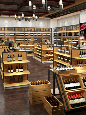 Wine Store Design Red Wine Display Cabinet Shelf Cigarette Supermarket Shelf Display Rack Steel Wood Wine Shelf