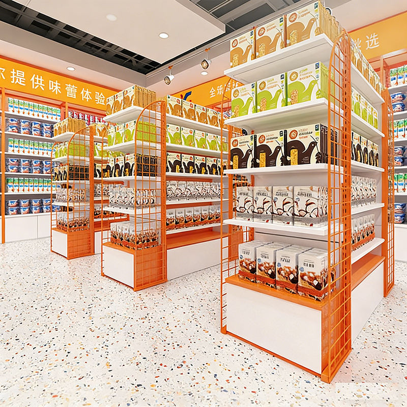 0403-3-2 Custom Multi-layer Snack Display Shelves Trendy Toy Exhibition halls Figurines Display Racks for Supermarkets Department Stores