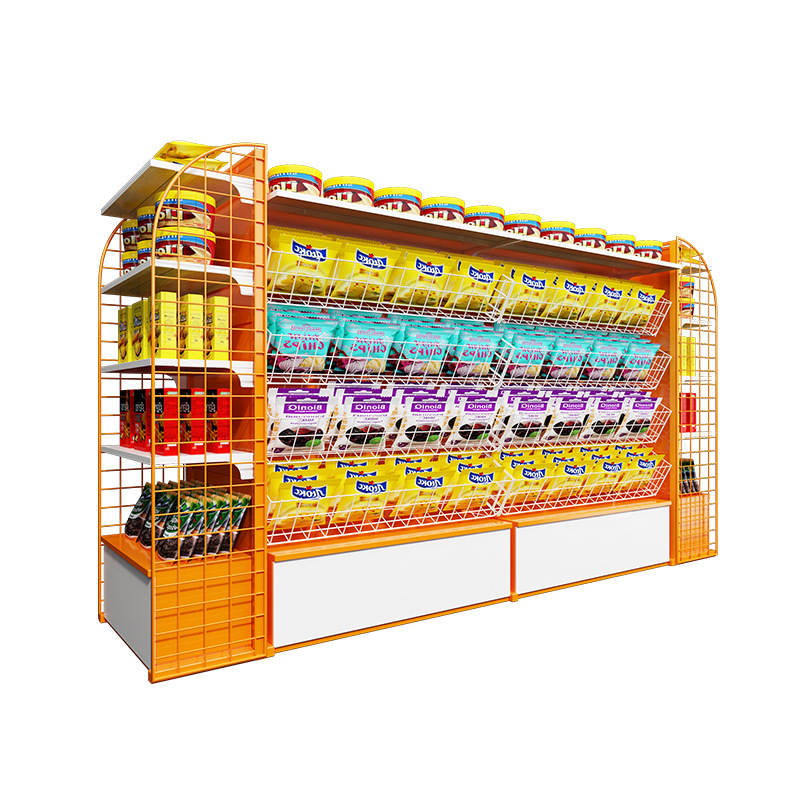 0403-3-5 Custom Multi-layer Snack Display Shelves Trendy Toy Exhibition halls Figurines Display Racks for Supermarkets Department Stores