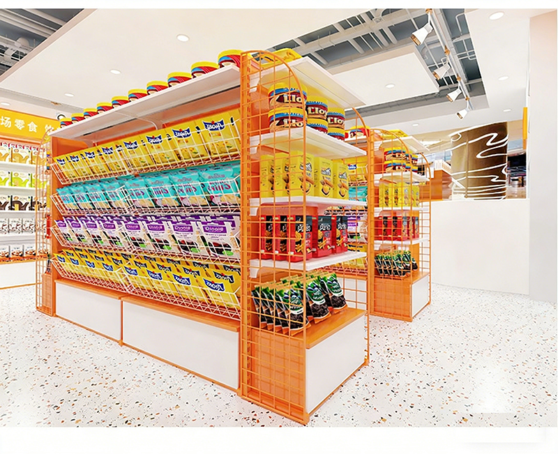 0403-3-8 Custom Multi-layer Snack Display Shelves Trendy Toy Exhibition halls Figurines Display Racks for Supermarkets Department Stores