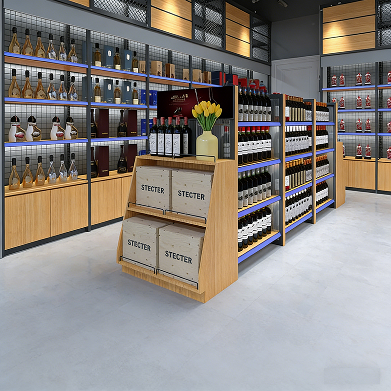 0403-4-1 New Model Smoke Wine Cabinet Supermarket Wine Display Rack Tobacco and Alcohol Display Cabinet Commercial Shelf Display Rack