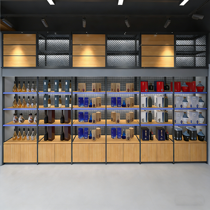0403-4-2 New Model Smoke Wine Cabinet Supermarket Wine Display Rack Tobacco and Alcohol Display Cabinet Commercial Shelf Display Rack