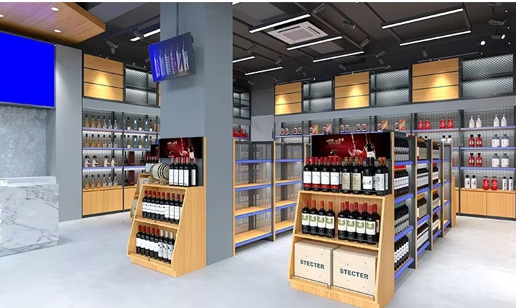 0403-4-6 New Model Smoke Wine Cabinet Supermarket Wine Display Rack Tobacco and Alcohol Display Cabinet Commercial Shelf Display Rack