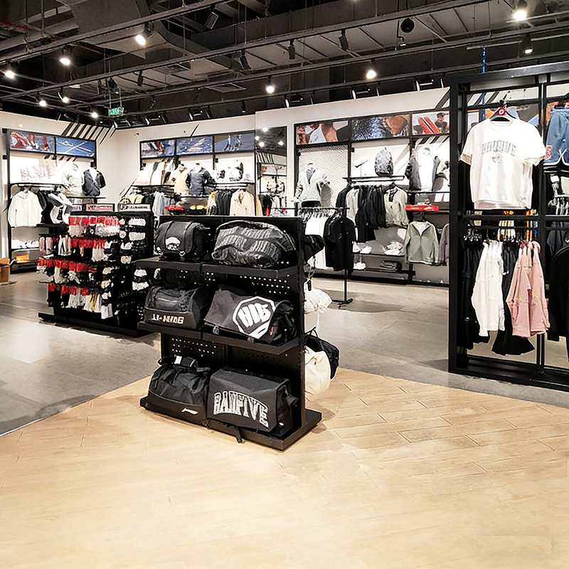 0406-2-4 Sportswear Store Custom Design Sports Equipment Shelves Display Racks Clothing Shoe Display Stands Outlet Display Cabinets