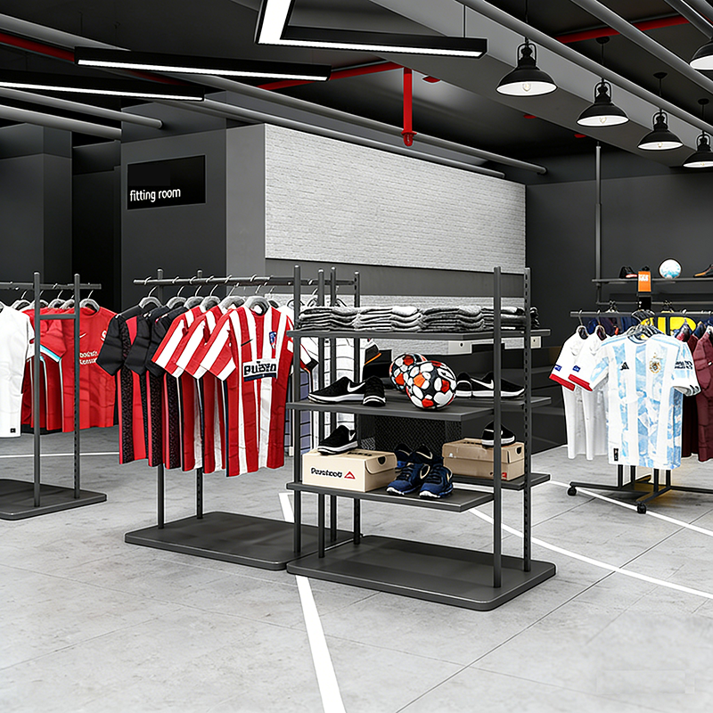 0406-4-1 Custom Sports Equipment Display Racks Sports Clothing Shelves for Shoe Stores Brand Stores Discount Stores Shopping Malls