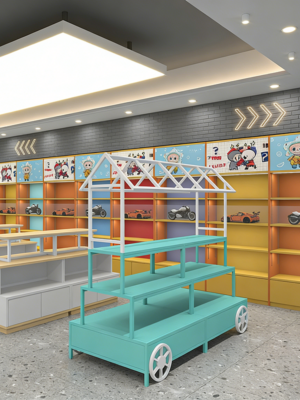 0409-2-1 Book Stationery Store Design Customized Dopamine Style Trendy Shelf Display Racks Commercial Steel Wood Display Cabinet Storage