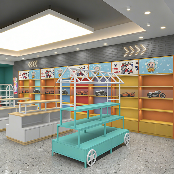 Book Stationery Store Design Customized Dopamine Style Trendy Shelf Display Racks Commercial Steel Wood Display Cabinet Storage