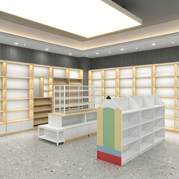 Book Stationery Store Design Customized Dopamine Style Trendy Shelf Display Racks Commercial Steel Wood Display Cabinet Storage