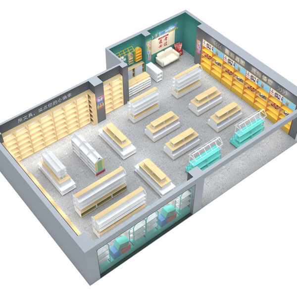 Book Stationery Store Design Customized Dopamine Style Trendy Shelf Display Racks Commercial Steel Wood Display Cabinet Storage