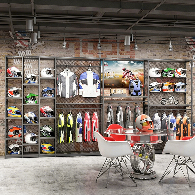 0409-4-2 Electric Motorcycle Equipment Display Rack Cycling Clothing /Motorcycle Helmets Sports Clothing Display Shelves Cabinet