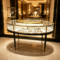 0415-2-6 Oval Glass Stainless Steel Jewelry Display Cabinet With Lighting Gold/Black High-end Luxury Island Customizable Display Showcase