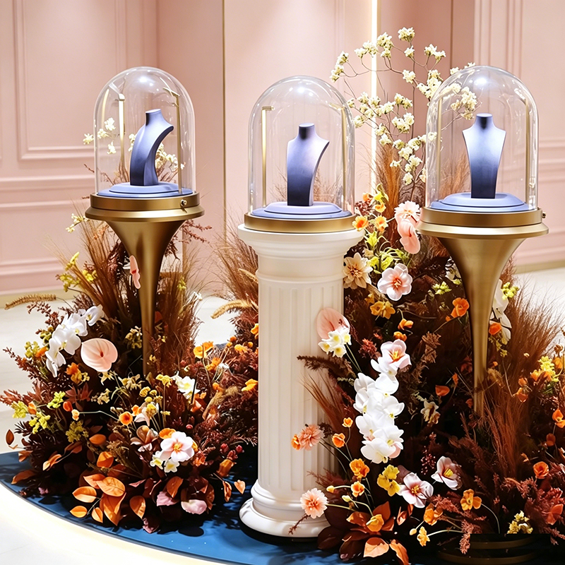 Round Glass Cover Jewelry Display Cabinet High-End Luxury Island Display Showcase Custom Display Cabinet for Jewelry Store
