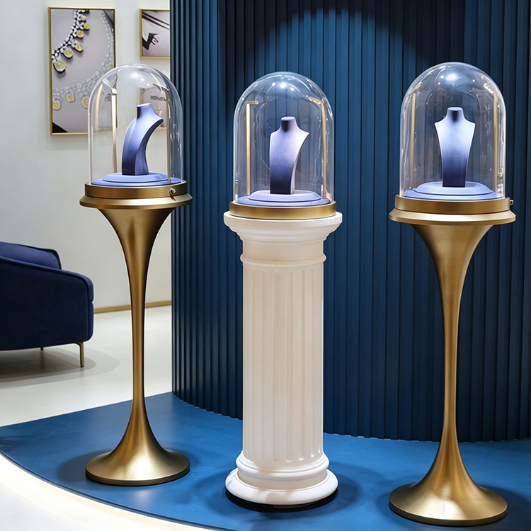 Round Glass Cover Jewelry Display Cabinet High-End Luxury Island Display Showcase Custom Display Cabinet for Jewelry Store