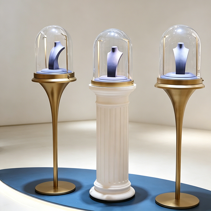 Round Glass Cover Jewelry Display Cabinet High-End Luxury Island Display Showcase Custom Display Cabinet for Jewelry Store