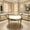 Jewelry Store Design Round Stainless Steel Gold Jewelry & Jade Display Cabinet with Curved Glass Pull-out Design Showcase