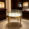 Jewelry Store Design Round Stainless Steel Gold Jewelry & Jade Display Cabinet with Curved Glass Pull-out Design Showcase